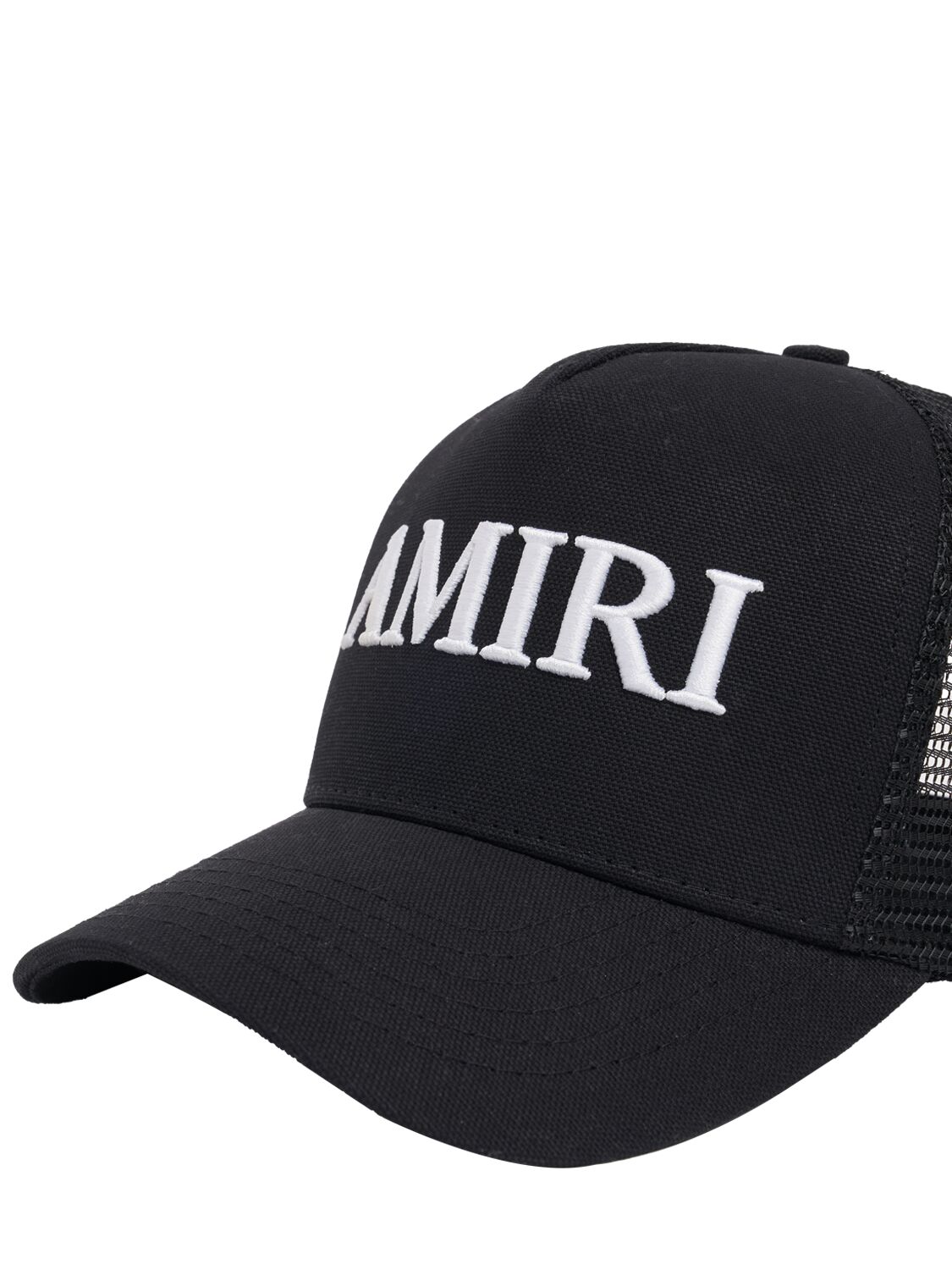 Amiri Logo-embroidered Cotton-canvas Trucker Cap In Black/white