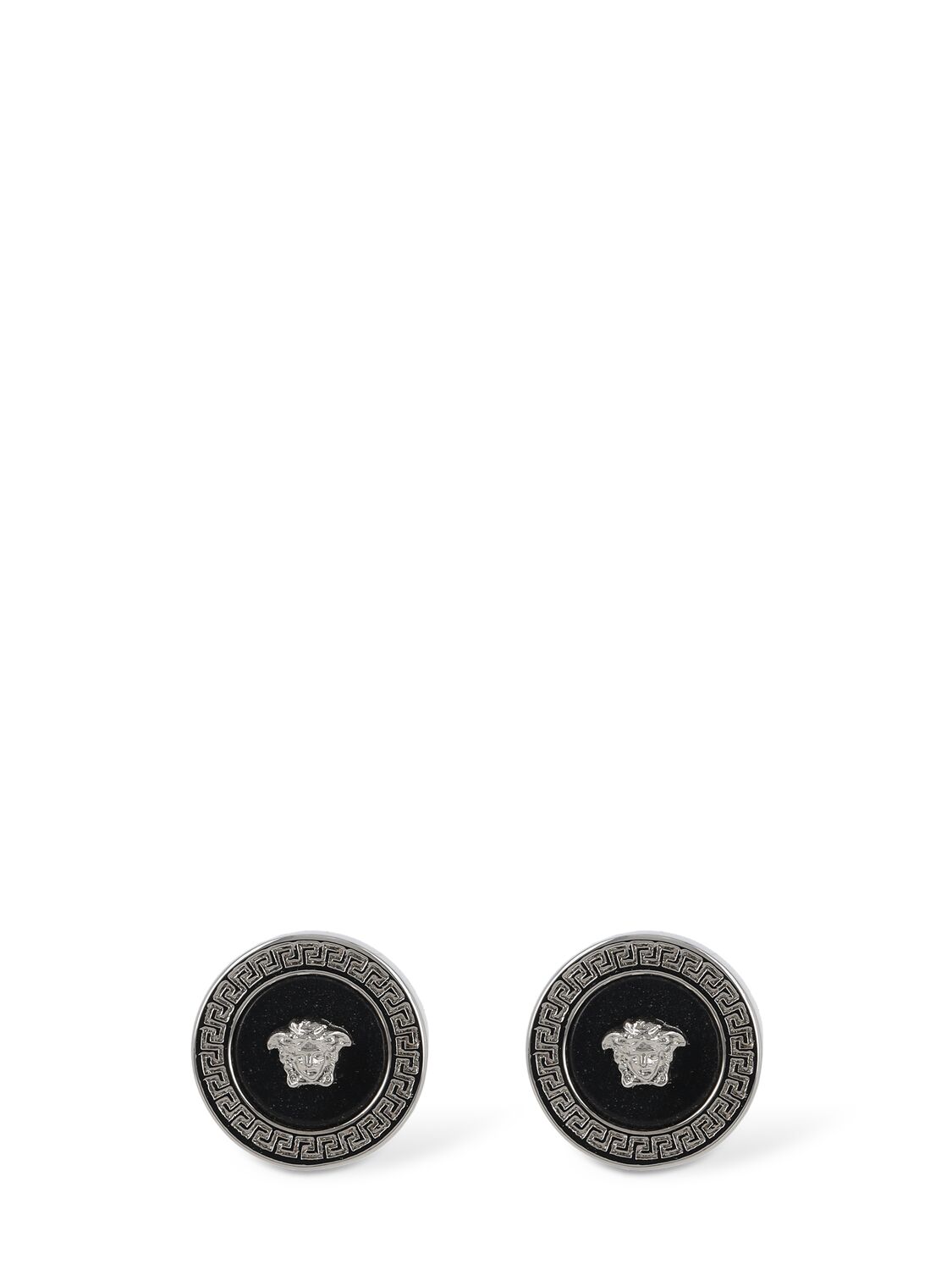 VERSACE METAL LOGO EARRINGS 