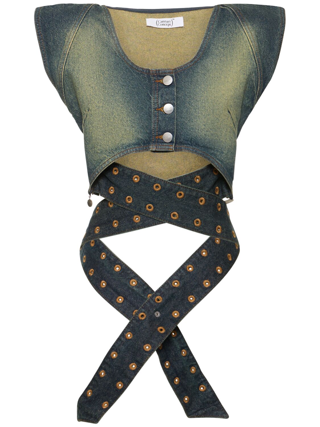 Wraparound Cropped Denim Vest