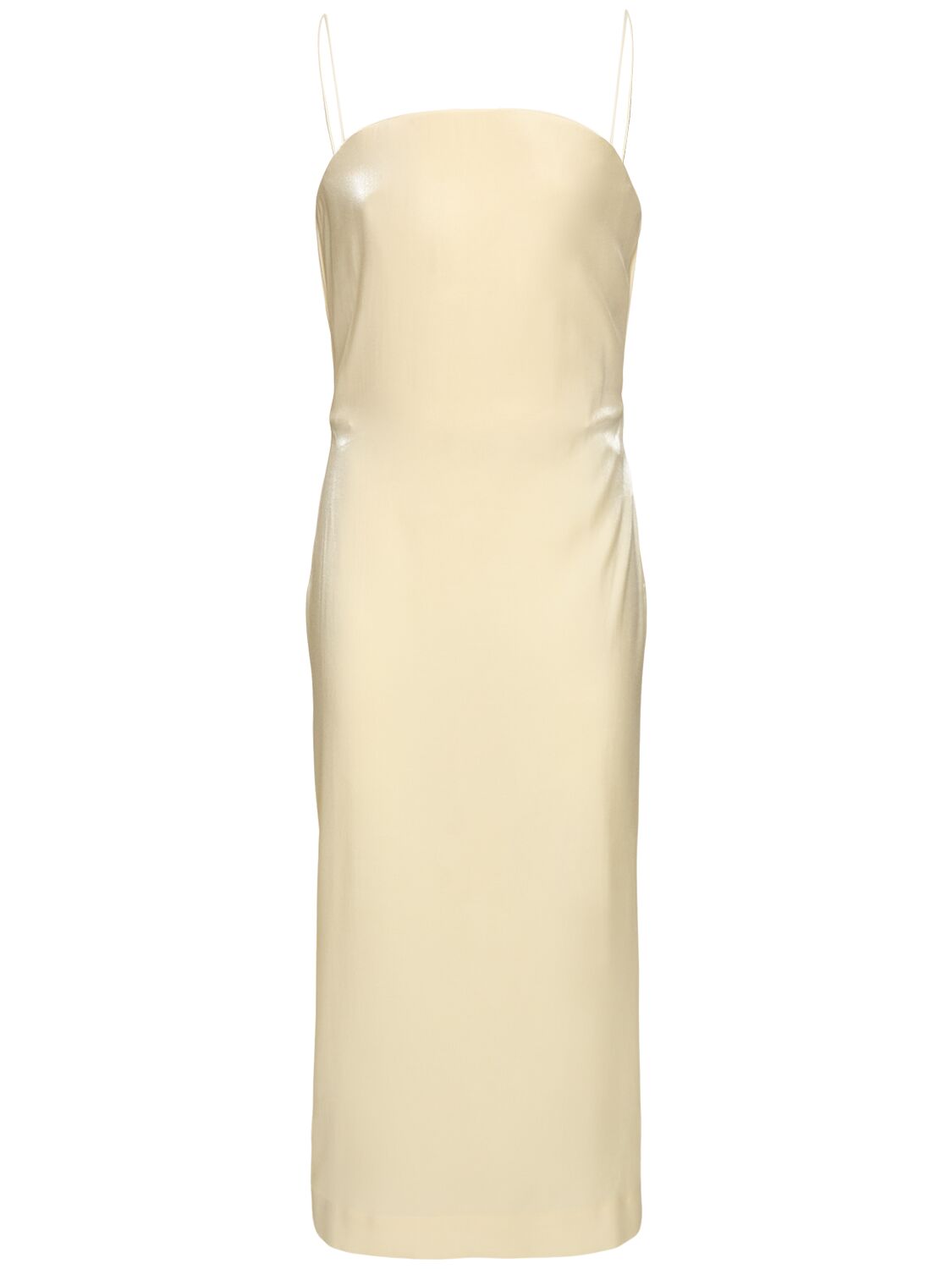 Jacquemus La Robe Carino Satin Midi Dress In Pale Jaune