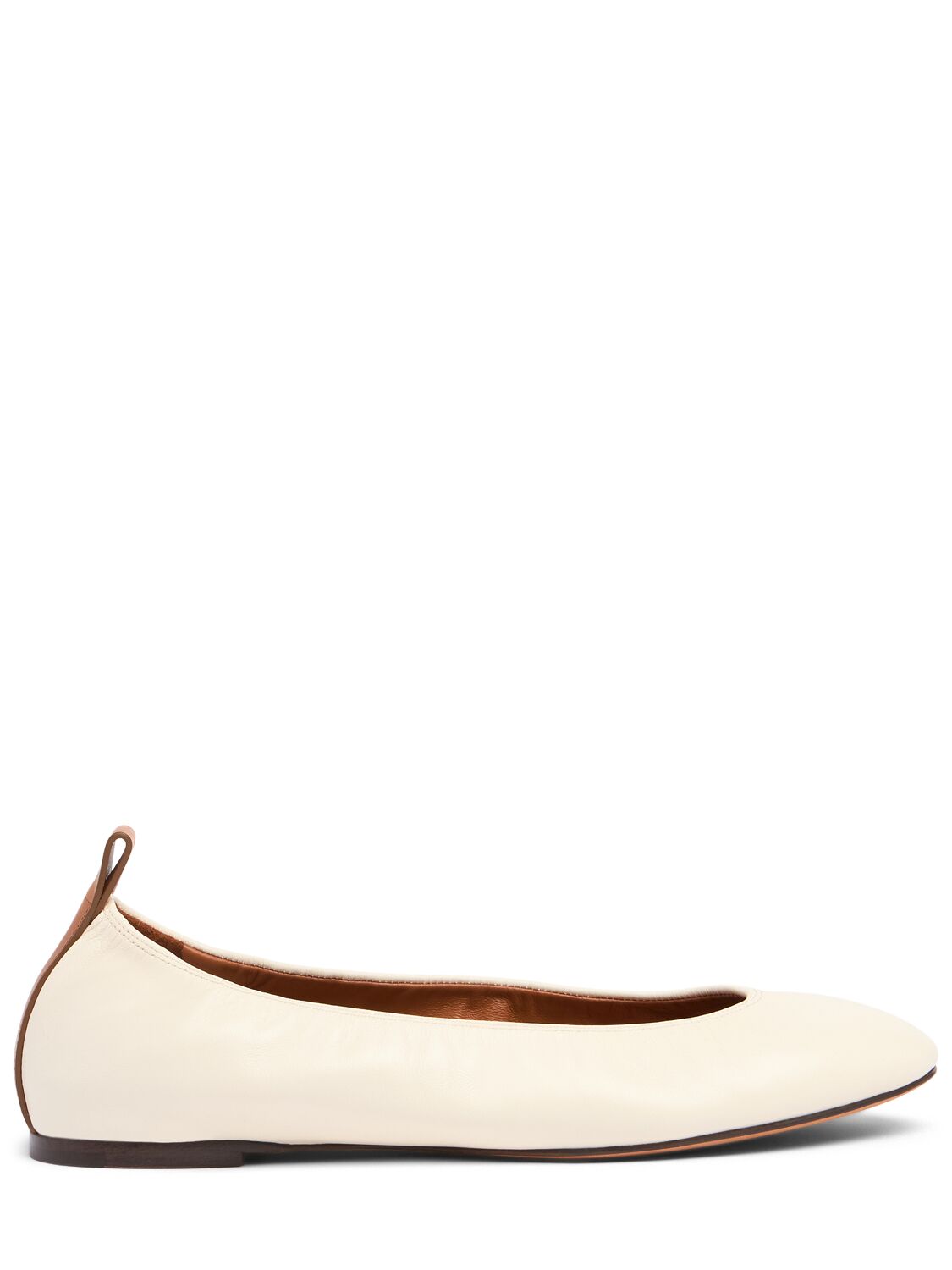 Lanvin Round-toe Leather Ballerina Shoes In White