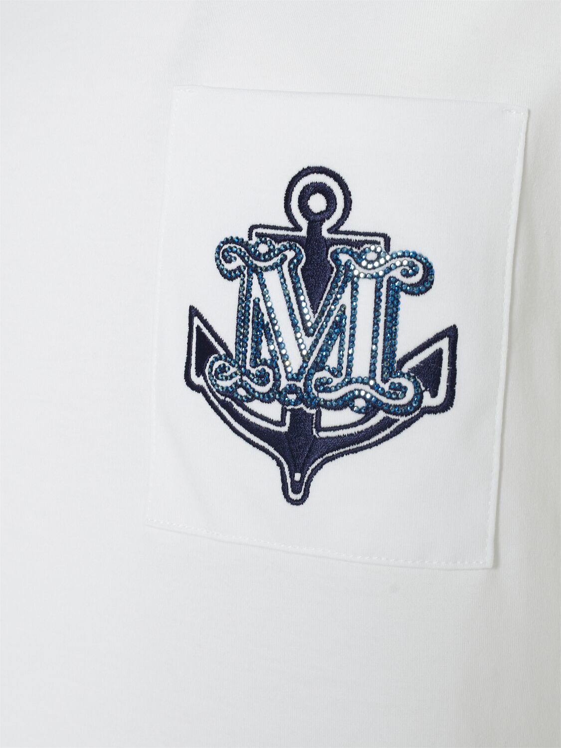 Shop Max Mara Acacia Logo Pocket Jersey T-shirt In White/blue