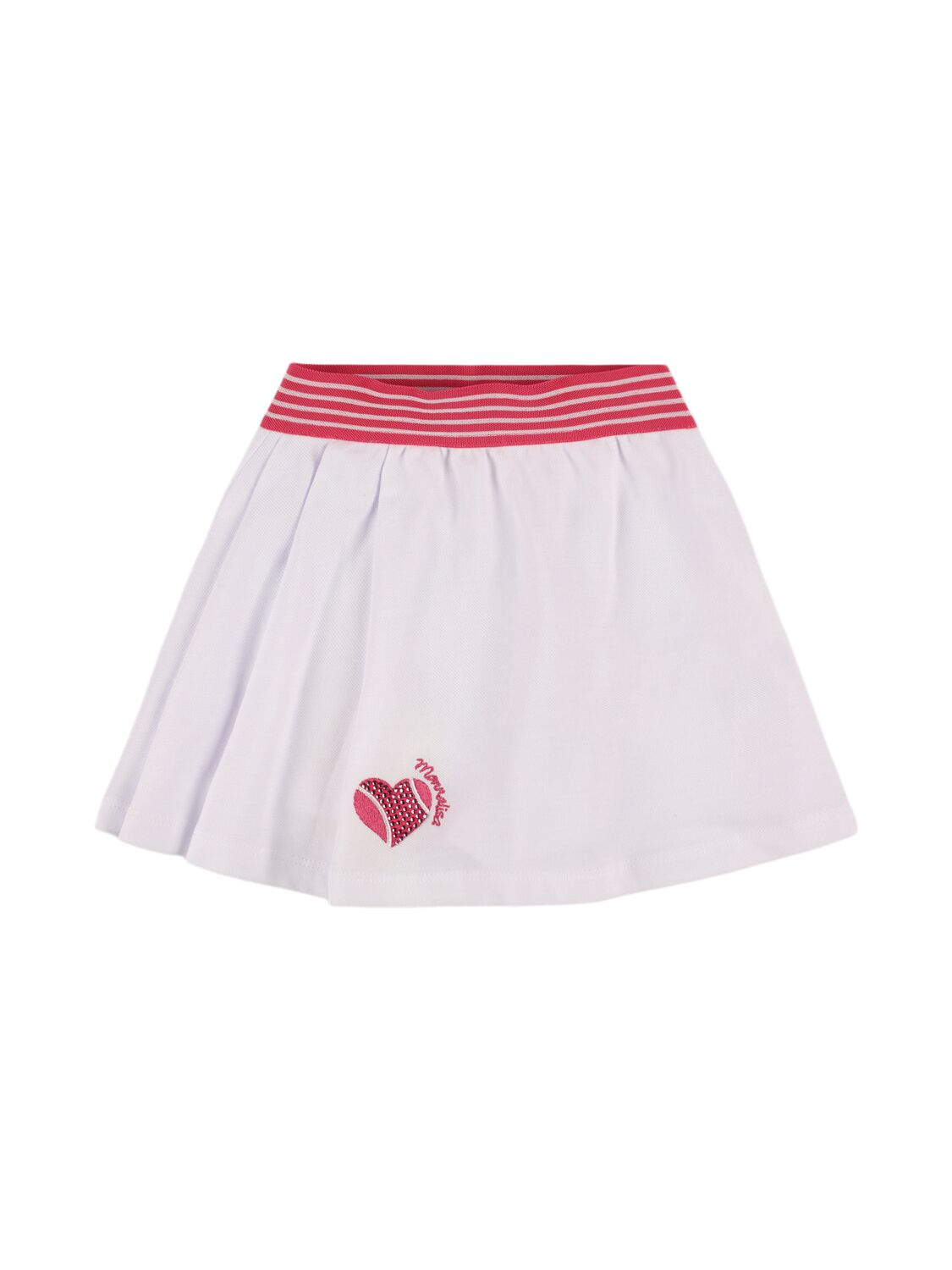 Monnalisa Embroidered Cotton Piquet Skirt In White