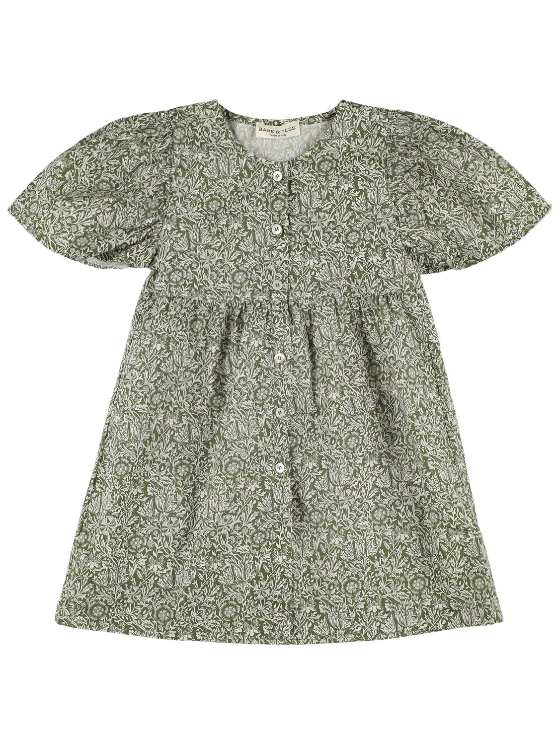 Babe And Tess Printed Cotton Blend Dress In Green
