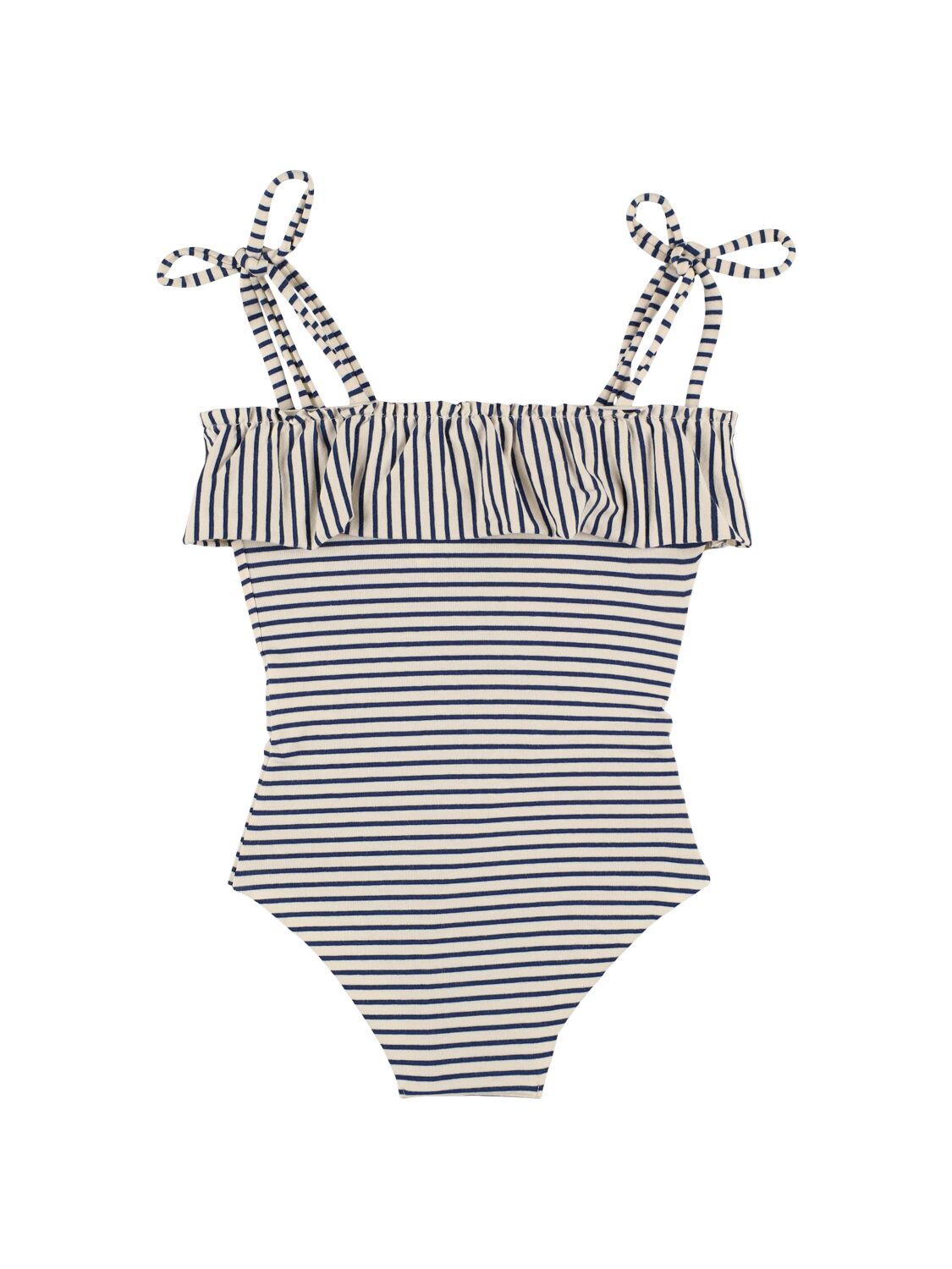 BABE AND TESS STRIPED COTTON BLEND JERSEY SWIMSUIT 