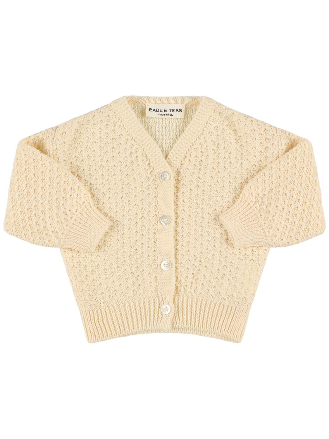 Babe And Tess Cotton Knit Cardigan In Off White