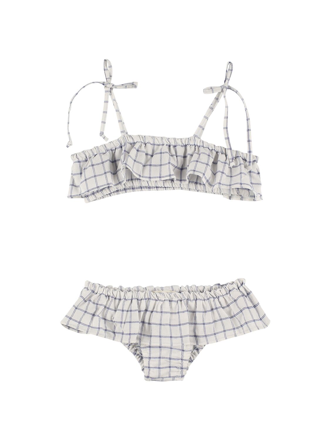 Babe And Tess Printed Cotton Blend Bikini In White