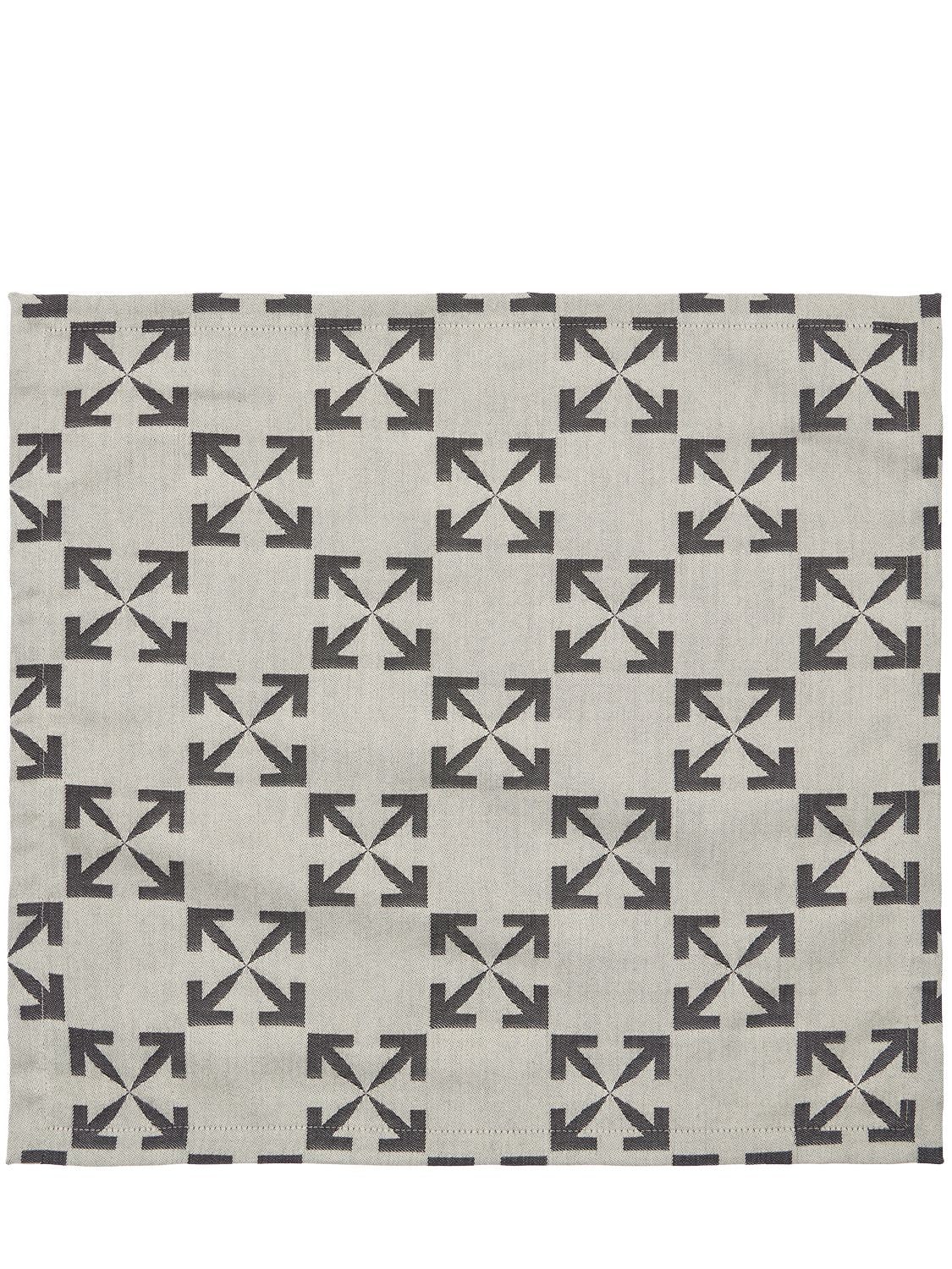 Off-white Arrow Napkin Set In White,black