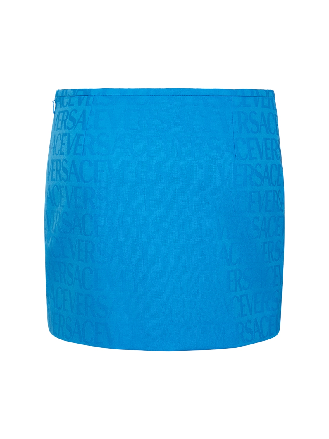 VERSACE LOGO WOOL JACQUARD MINI SKIRT 